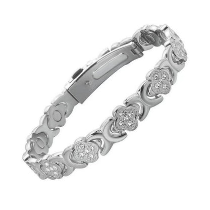 3-Pack 13cm Clover Magnetic Bracelet Set – Rose Gold/Gold/Silver Tone,Crystal Inlay for Women - Image 3