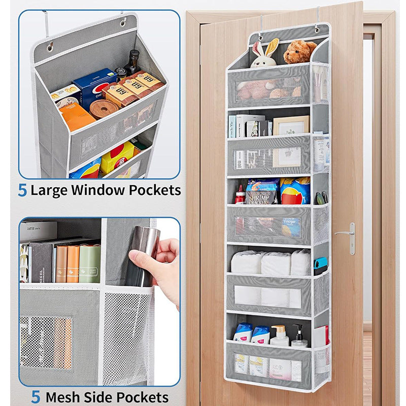5-Tier Grey Over The Door Organizer – Heavy-Duty Hanging Storage (15.7in x 5.5in) with Anti-Tilt Design for Nursery, Pantry & Dorm - Image 3