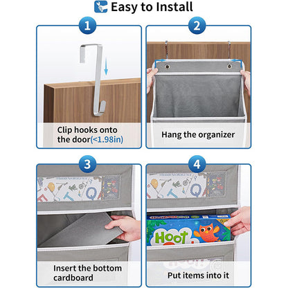 5-Tier Grey Over The Door Organizer – Heavy-Duty Hanging Storage (15.7in x 5.5in) with Anti-Tilt Design for Nursery, Pantry & Dorm - Image 4