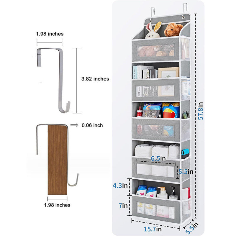 5-Tier Black Over The Door Organizer – Heavy-Duty Hanging Storage (15.7in x 5.5in) with Anti-Tilt Design for Nursery, Pantry & Dorm - Image 2