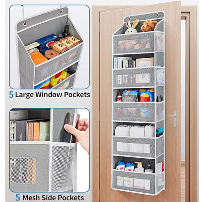 5-Tier Black Over The Door Organizer – Heavy-Duty Hanging Storage (15.7in x 5.5in) with Anti-Tilt Design for Nursery, Pantry & Dorm - Image 3