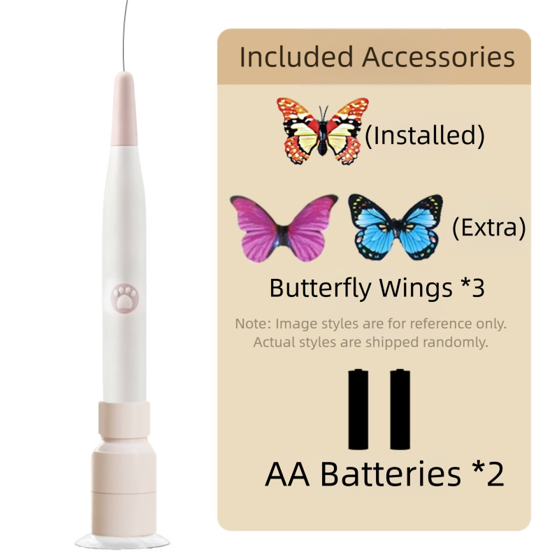 Automatic Interactive Butterfly Cat Toy – Electric Rotating Wand with 60CM Steel Wire, Suction Base & 2 Smart Modes for Kitten Enrichment - Image 3