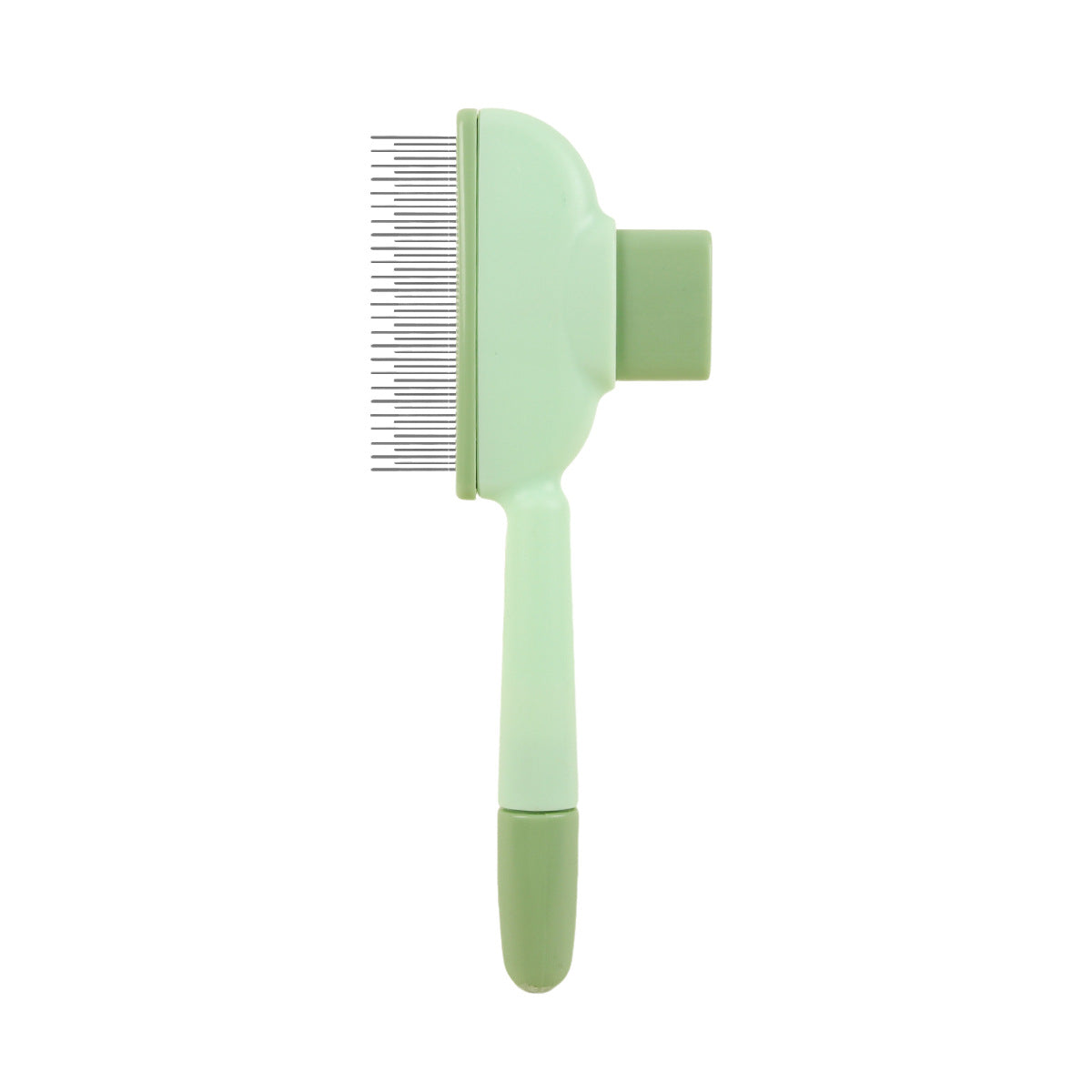 4-Pack Self-Cleaning Pet Brush Set – Stainless Steel Deshedding Slicker Combs (2 Long Pin & 2 Dual Pin) in Green & Yellow Tones - Image 5