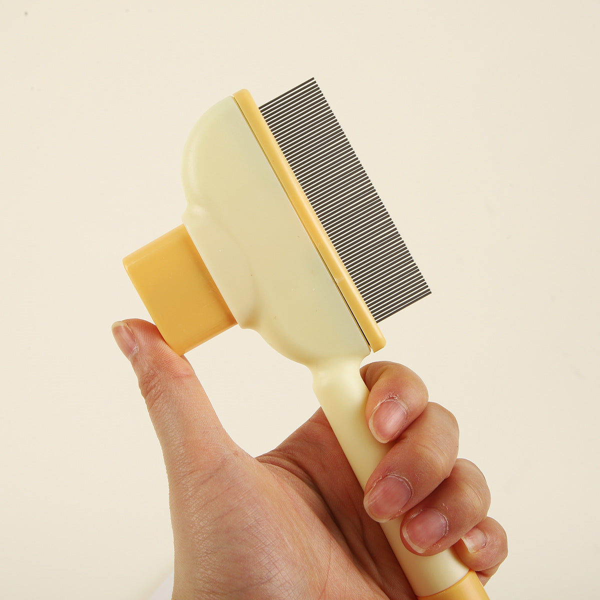 4-Pack Self-Cleaning Pet Brush Set – Stainless Steel Deshedding Slicker Combs (2 Long Pin & 2 Dual Pin) in Green & Yellow Tones - Image 6