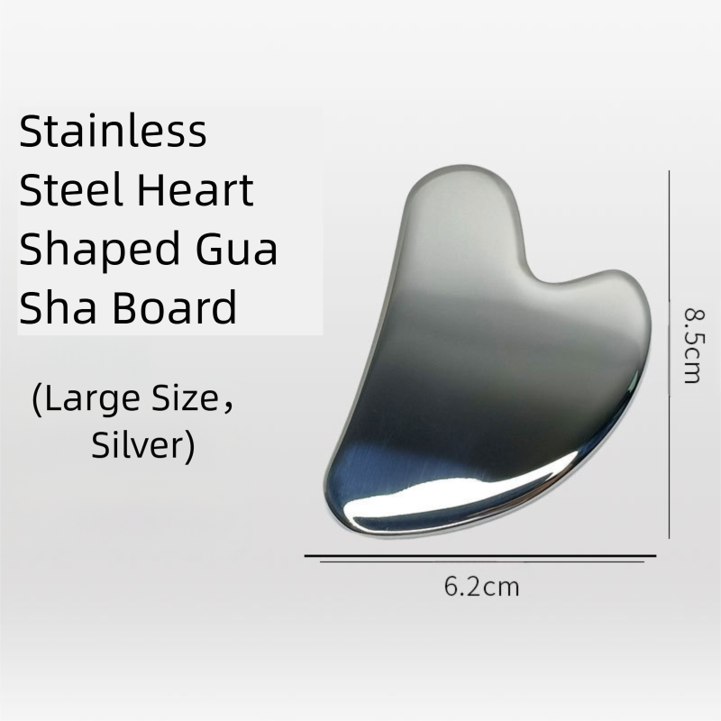 Stainless Steel Heart Gua Sha Facial Tools - Large Size (8.5x6.2cm) for Face and Body, Massager for Reducing Puffiness - Image 2