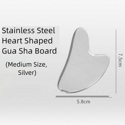 Stainless Steel Heart Gua Sha Facial Tools - Medium Size (7.5x5.8cm) for Face and Body, Massager for Reducing Puffiness - Image 2