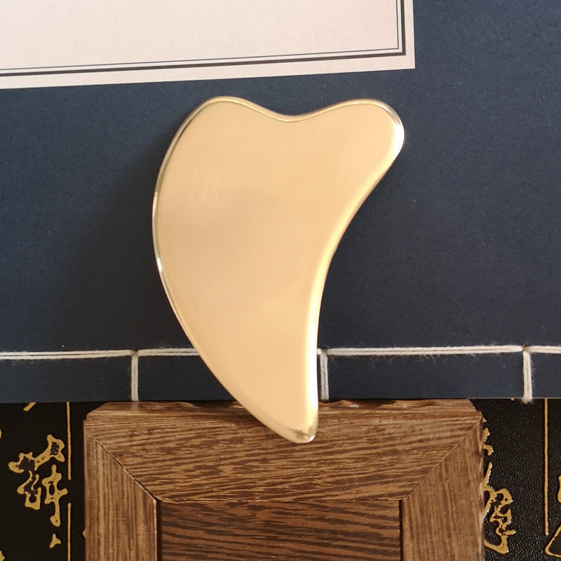 Brass Heart Gua Sha Tool – 3mm Facial Scraper for Lymphatic Drainage & Tension Relief - Image 2