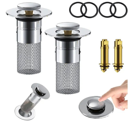 2-Pack Pop-Up Sink Stopper with Hair Catcher – Small (28-33mm) Drain Filter,Basin Drain Filter Upgrade - Image 2