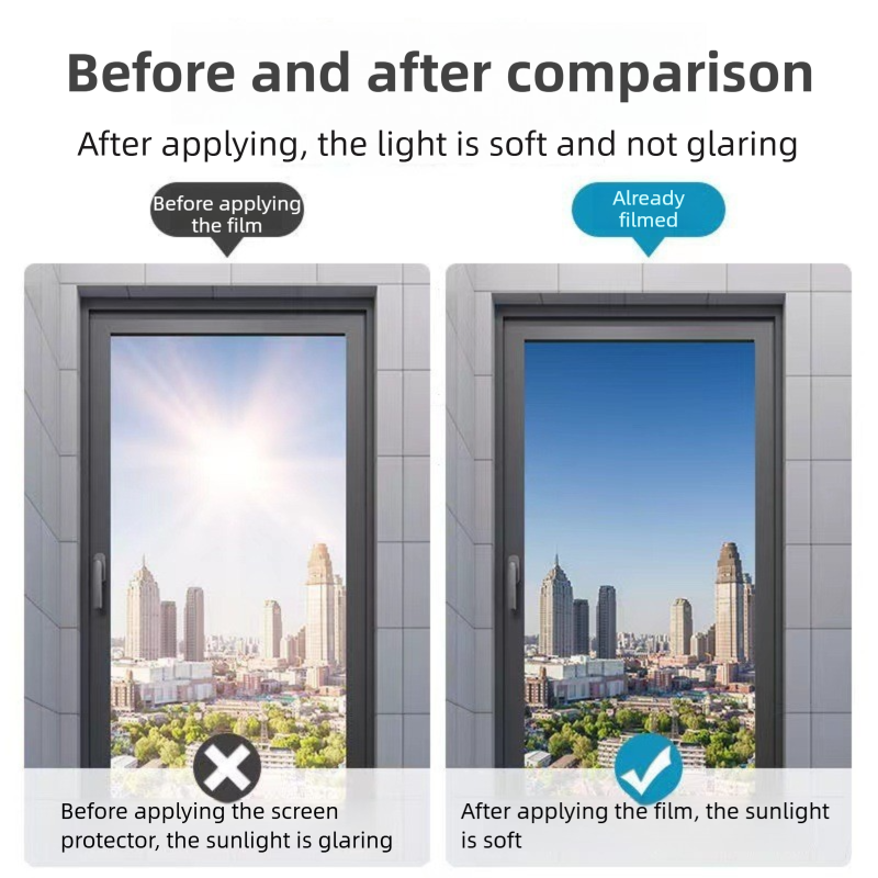 Premium 6-Layer Diamond Blue Window Film for Home/Office – Reflective One-Way Privacy, 50cm x 2m One Roll, UPF 50+ UV Block,With Full Install Tools - Image 3