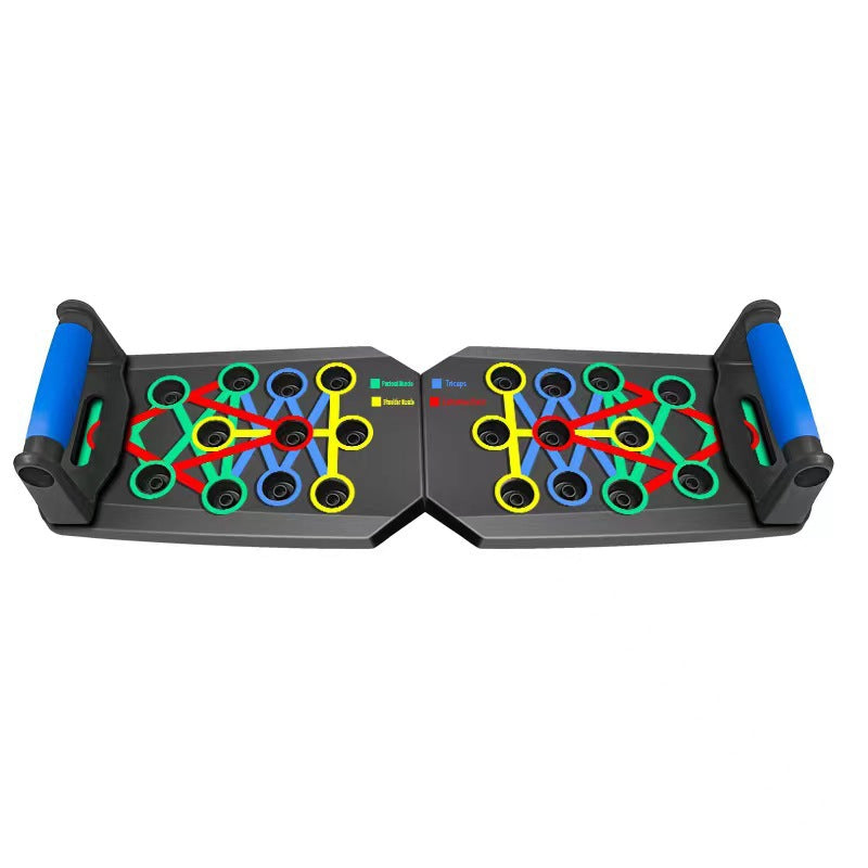30-Hole Black Foldable Push Up Board with Resistance Bands & Non-Slip Grips for Home Gym - Image 4