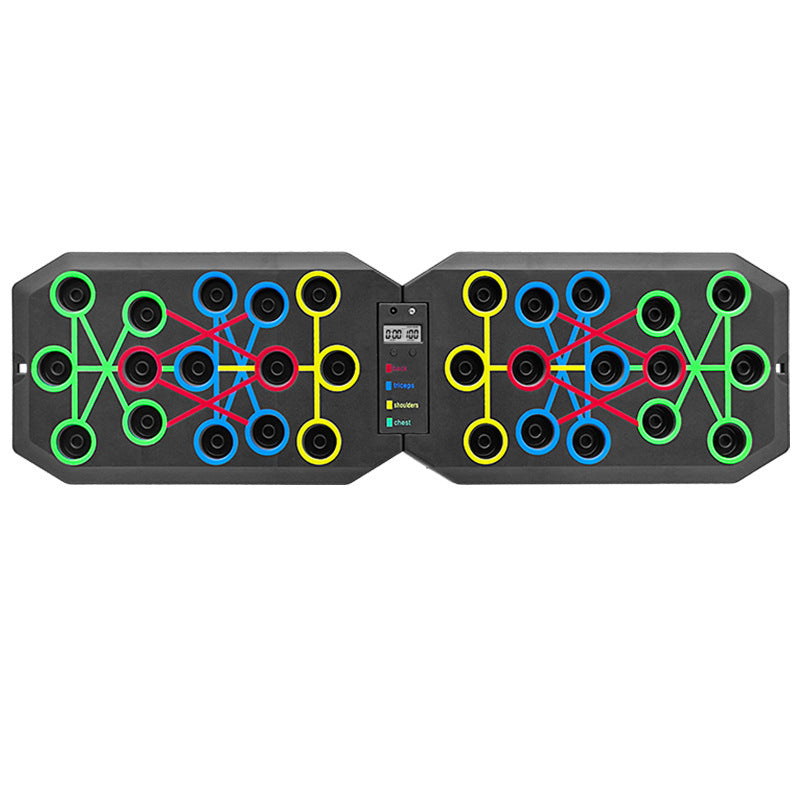 30-Hole Black Foldable Smart Push Up Board with Digital Counter/Timer, Resistance Bands for Full Body Home Workout - Image 4