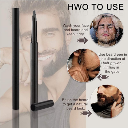 4-Pack Dark Brown Beard Filler Pen for Men - Waterproof, Precision Tip and Brush for Covering Beard and Hairline - Image 3