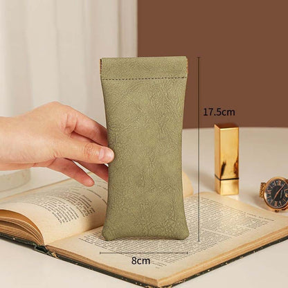 3-Pieces PU Green Leather Glasses Pouch(18 * 8 CM) – Water Resistant, Soft Lining, Snap Closure, Universal Storage - Image 2