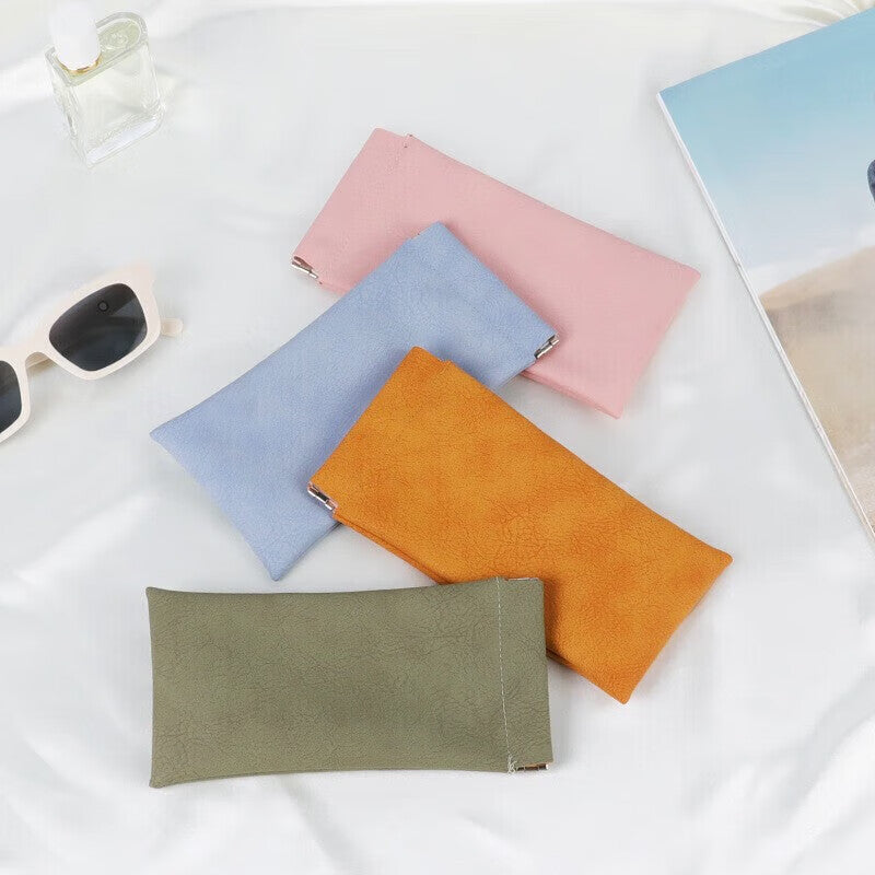 3-Pieces PU Green Leather Glasses Pouch(18 * 8 CM) – Water Resistant, Soft Lining, Snap Closure, Universal Storage - Image 4