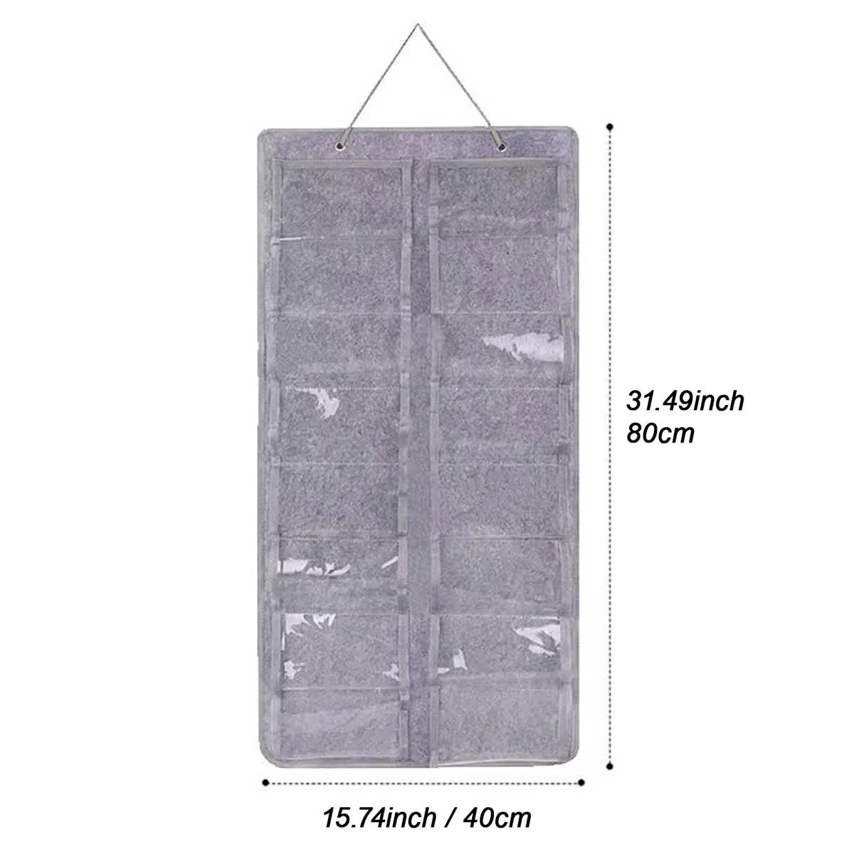 16 Slot Grey Felt Hanging Sunglass Organizer(40 * 80 CM) – Foldable Wall Mount Eyewear Storage Rack - Image 2