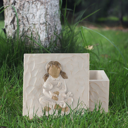 Resin Pet Urn Keepsake Box(8.5*8.5*5.3CM) – Child Hugging Cat Cremation Memorial - Image 4