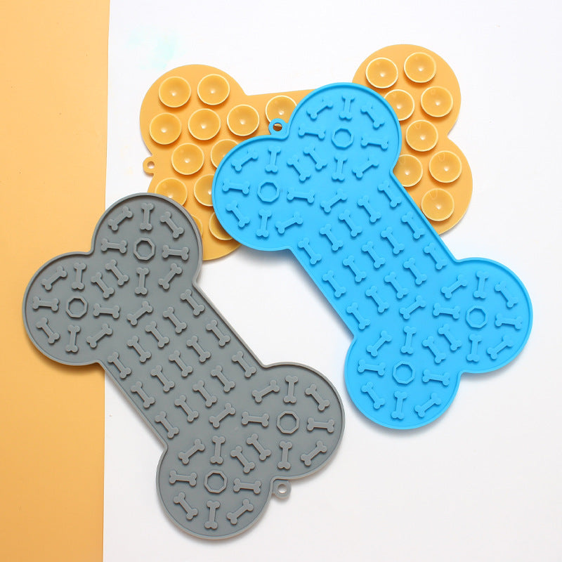 2-Pack Yellow Food Grade Silicone Dog Lick Mat - Bone Shape Slow Feeder for Anxiety Relief, Training & Bath Time - Non-Slip Suction Cups - Image 2