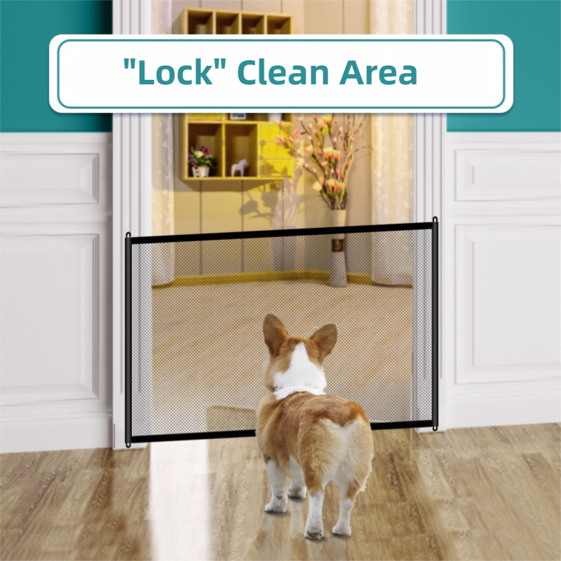 2-Pack Extra Wide Black No-Drill Pet Safety Barrier(180x72cm) With Hooks  - Portable Mesh Dog Gate for Doorways, Stairs and Hallways,  Easy Installation and Wall-Friendly - Image 3