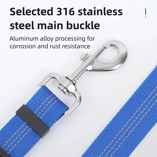 2PC Purple Adjustable Dog Car Safety Seat Belt Leash - Anti-Shock Bungee Headrest Restraint with Reflective Stitching & 316 Stainless Steel Clip - Image 3