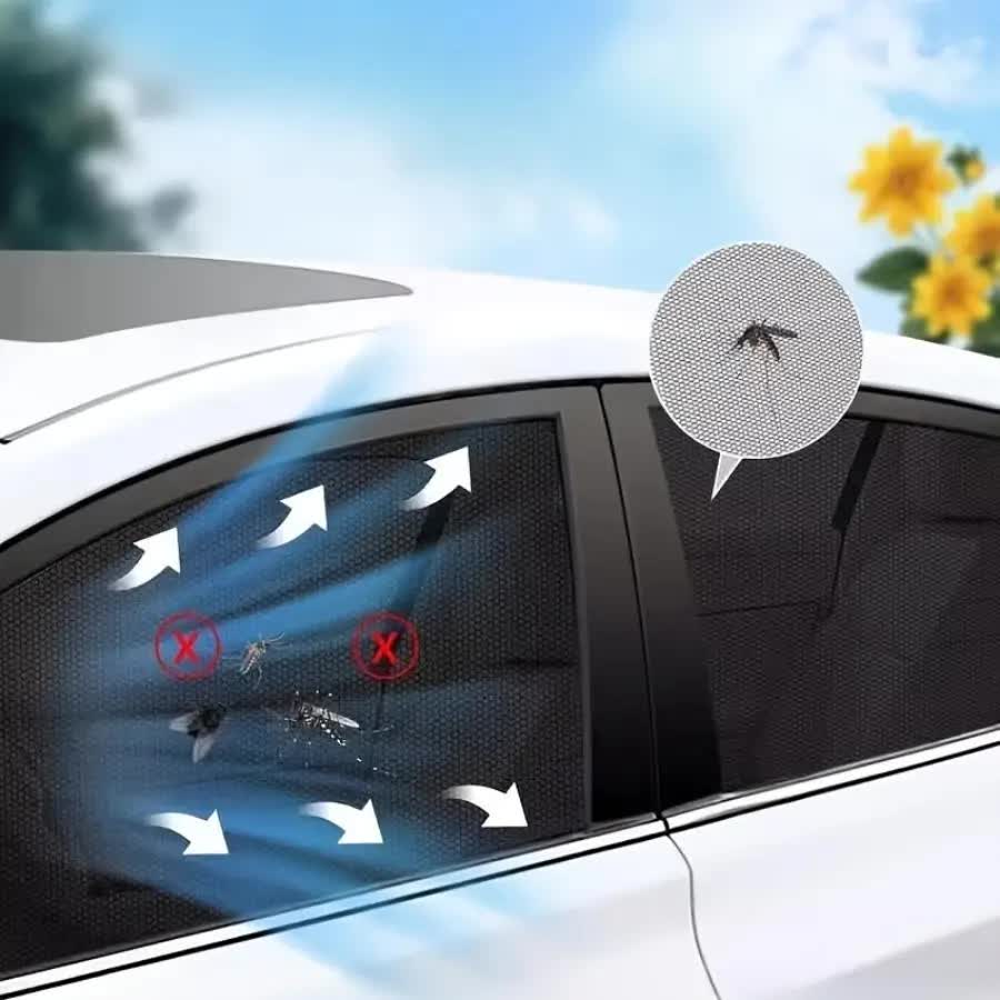 4PCS Car Curtain Screen Mosquito Net for Sedan(2 Front + 2 Rear) - Anti-mosquito Shade in Summer, Sun Protection Ventilation Heat Insulation - Image 3