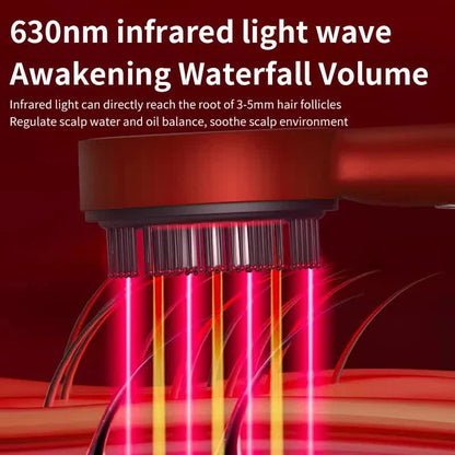 Dark Gray Luxury Red-Light Therapy Electric Scalp Massager Comb with Liquid Applicator - 3 Modes Vibration for Hair Growth & Relaxation - Image 2