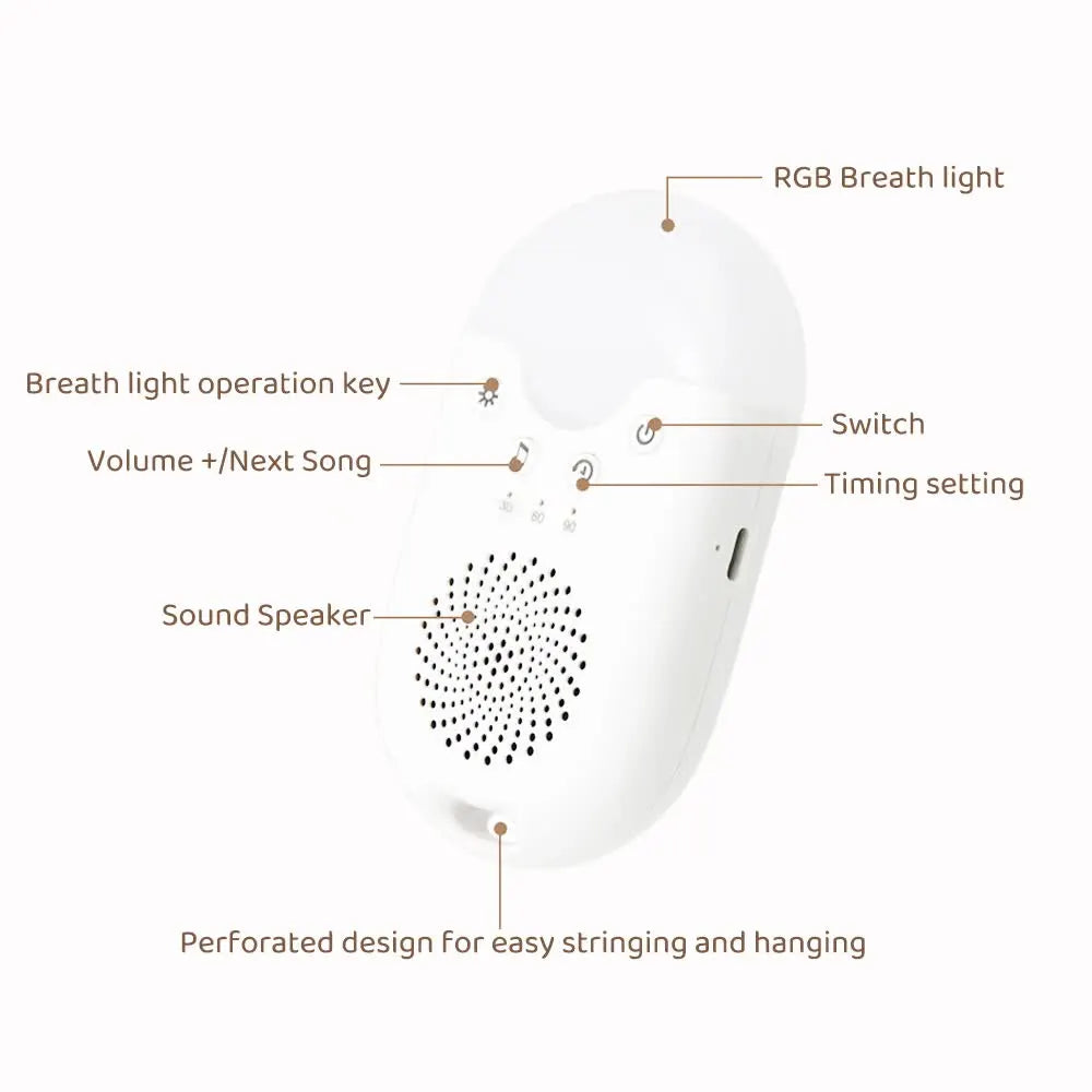 Portable Baby Sleep White Noise Machine(12.5*7*3.5 CM) With Soothing Sounds, RGB Night Light & Auto Timer - USB-C Rechargeable - Image 6