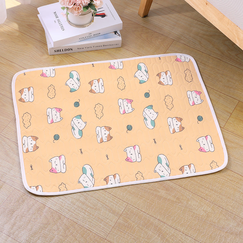 2-Pack Orange Cat Pet Summer Cooling Latex Pad (M Size: 50*40cm) - Breathable Ice Silk & Latex-Filled Dog Bed Cat Sleeping Mat with Non-Slip Base
