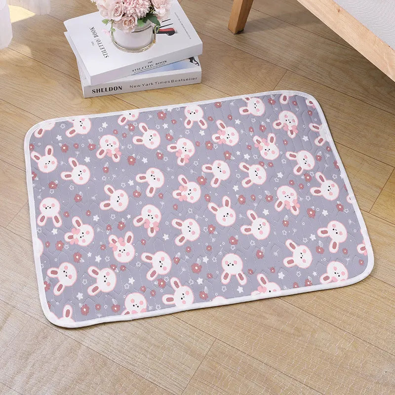 2-Pack Gray Rabbit Pet Summer Cooling Latex Pad (S Size: 40*30cm) - Breathable Ice Silk & Latex-Filled Dog Bed Cat Sleeping Mat with Non-Slip Base