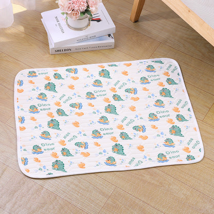 2-Pack Green Dinosaur Pet Summer Cooling Latex Pad (L Size: 60*45cm) - Breathable Ice Silk & Latex-Filled Dog Bed Cat Sleeping Mat with Non-Slip Base