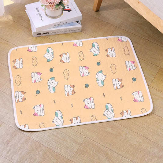 2-Pack Orange Cat Pet Summer Cooling Latex Pad (L Size: 60*45cm) - Breathable Ice Silk & Latex-Filled Dog Bed Cat Sleeping Mat with Non-Slip Base