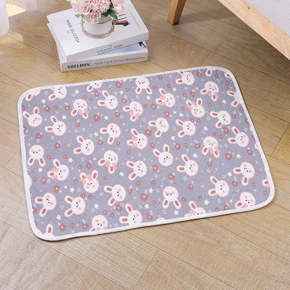 2-Pack Gray Rabbit Pet Summer Cooling Latex Pad (XL Size: 70*50cm) - Breathable Ice Silk & Latex-Filled Dog Bed Cat Sleeping Mat with Non-Slip Base