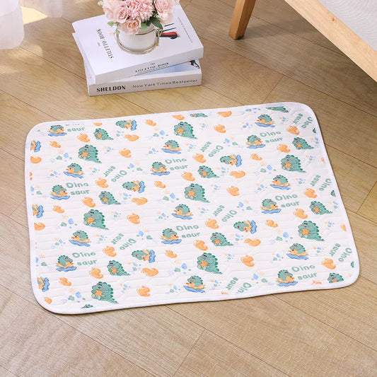 2-Pack Green Dinosaur Pet Summer Cooling Latex Pad (XXL Size: 90*70cm) - Breathable Ice Silk & Latex-Filled Dog Bed Cat Sleeping Mat with Non-Slip Base
