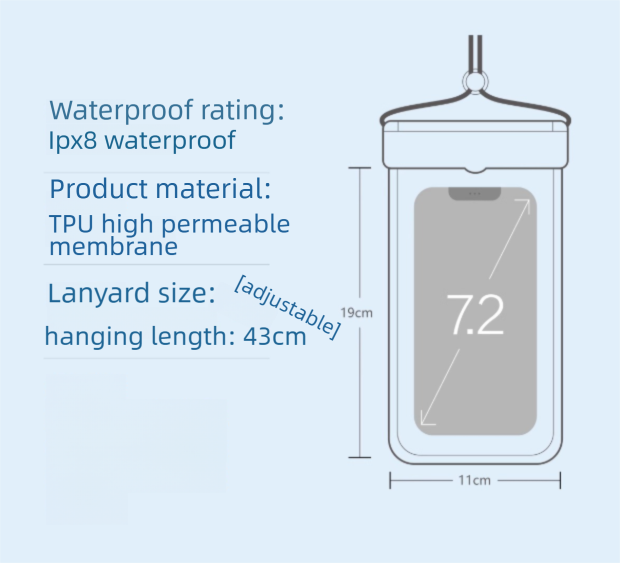 3-PCS Blue IPX8 Waterproof Phone Pouch(19×11 CM) - Universal Touch Screen & Underwater Photo Case for Swimming, Snorkeling, and Beach - Image 6