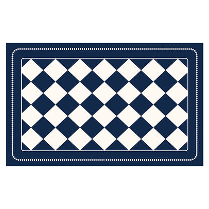 Dark Blue Checkered Design Loofah Texture Shower Mat (40x60cm) - Non-Slip PVC Bathroom Floor Mat, Quick-Draining, Anti-Mould & Massage Pad