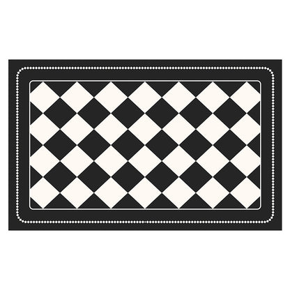 Black Checkered Design Loofah Texture Shower Mat (40x80cm) - Non-Slip PVC Bathroom Floor Mat, Quick-Draining, Anti-Mould & Massage Pad