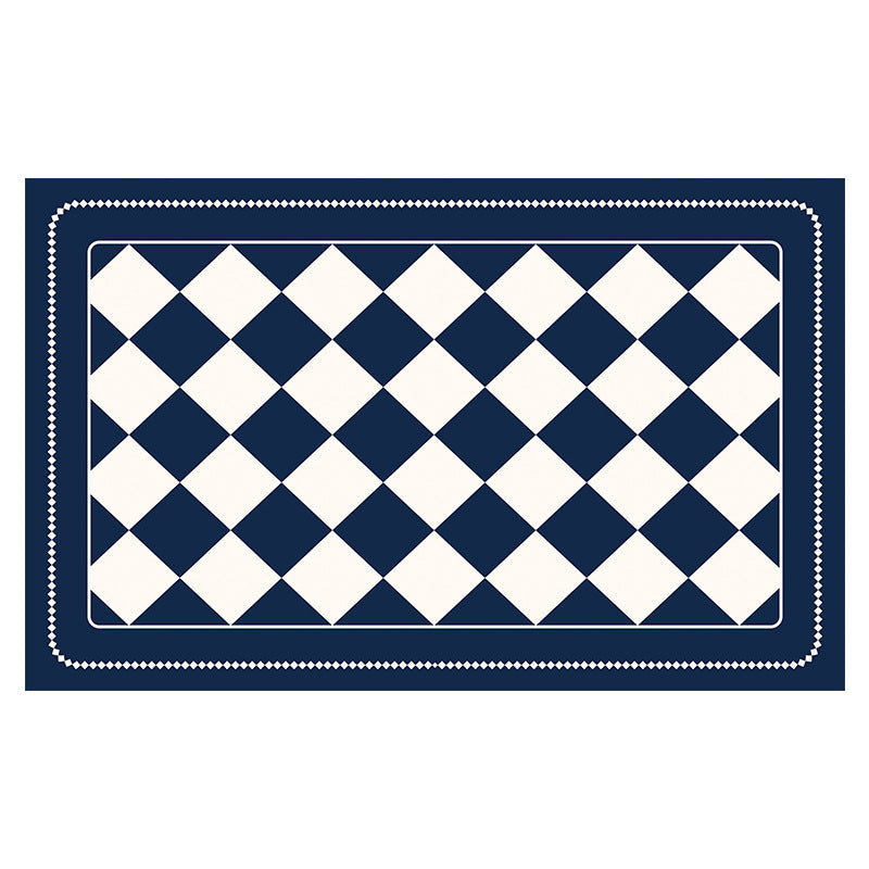 Dark Blue Checkered Design Loofah Texture Shower Mat (40x80cm) - Non-Slip PVC Bathroom Floor Mat, Quick-Draining, Anti-Mould & Massage Pad
