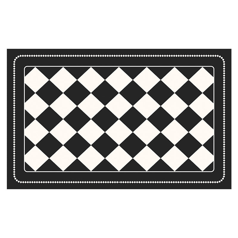 Black Checkered Design Loofah Texture Shower Mat (44x75cm) - Non-Slip PVC Bathroom Floor Mat, Quick-Draining, Anti-Mould & Massage Pad