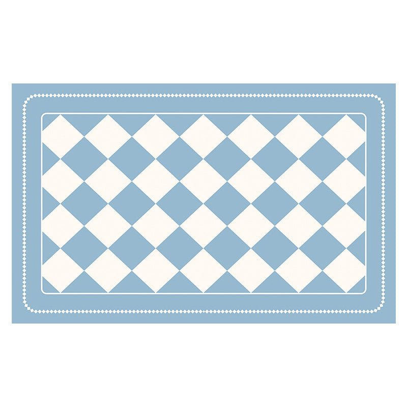 Light Blue Checkered Design Loofah Texture Shower Mat (44x75cm) - Non-Slip PVC Bathroom Floor Mat, Quick-Draining, Anti-Mould & Massage Pad