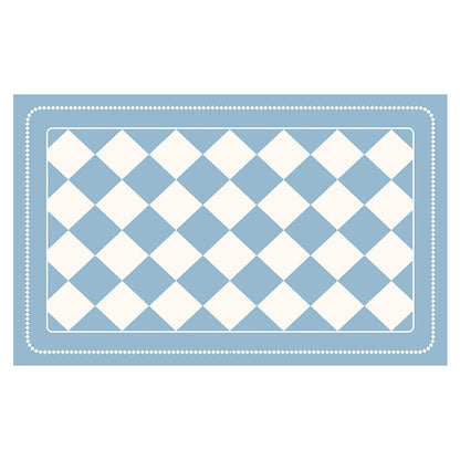 Light Blue Checkered Design Loofah Texture Shower Mat (44x75cm) - Non-Slip PVC Bathroom Floor Mat, Quick-Draining, Anti-Mould & Massage Pad