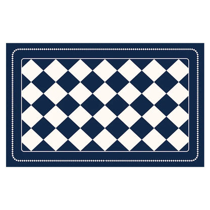 Dark Blue Checkered Design Loofah Texture Shower Mat (50x80cm) - Non-Slip PVC Bathroom Floor Mat, Quick-Draining, Anti-Mould & Massage Pad