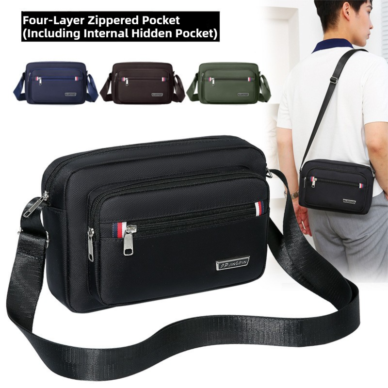 Green Dual-Style Men's Oxford Cloth Crossbody Bag Bundle - Oxford Cloth Business Shoulder Bag, Multi-Functional Large Capacity, Fits 8-inch Tablet - Image 3