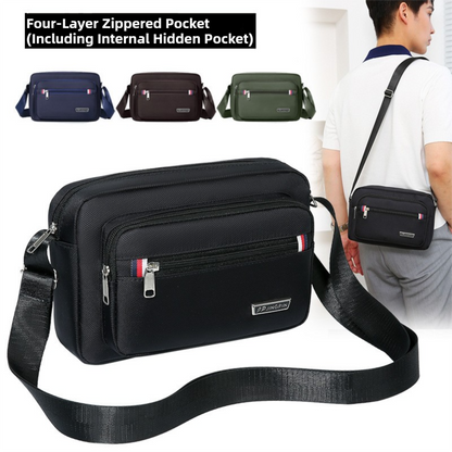 Green Dual-Style Men's Oxford Cloth Crossbody Bag Bundle - Oxford Cloth Business Shoulder Bag, Multi-Functional Large Capacity, Fits 8-inch Tablet - Image 3