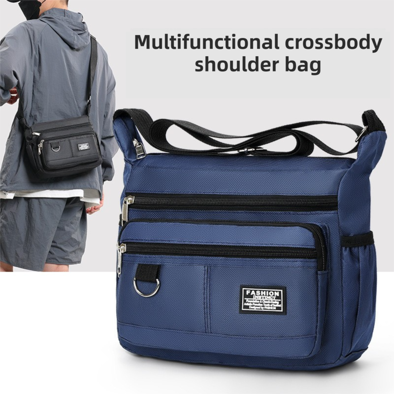 Black Men's Waterproof Oxford Cloth Crossbody Bag - Durable Anti-Theft Shoulder Backpack for Business, Travel & 10-inch Tablet - Image 2