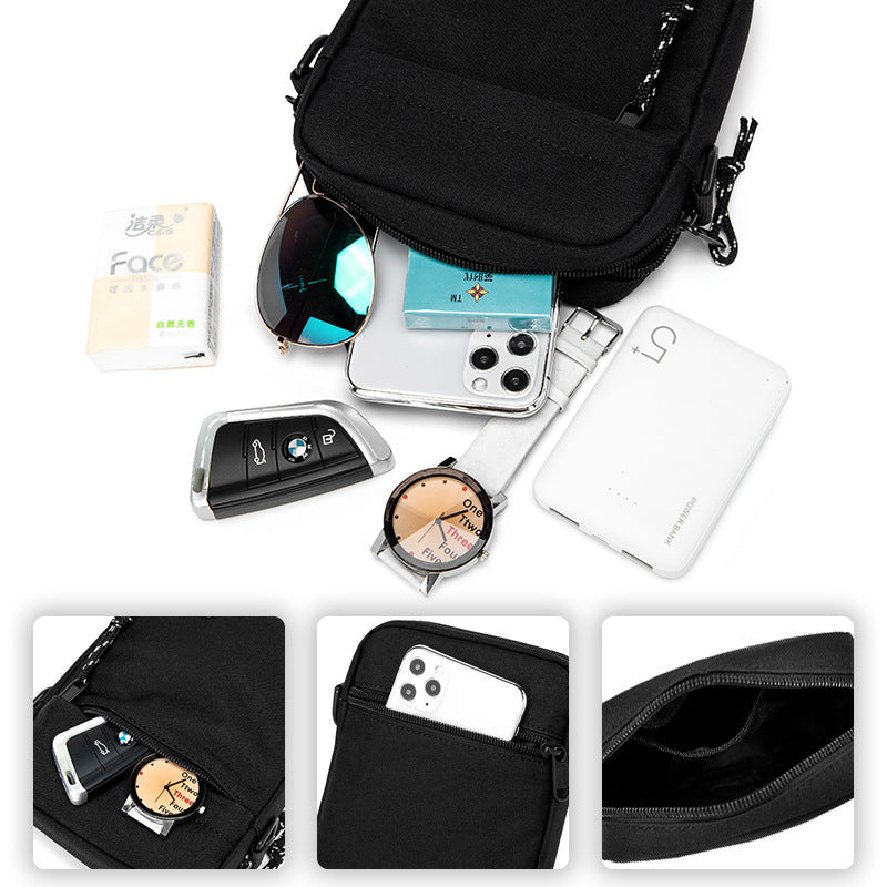 White Mini Streetwear Oxford Cloth Crossbody Bag - Ultra-Light (200g) Fashion Sling Pack, Fits 8-inch Tablet - Image 4