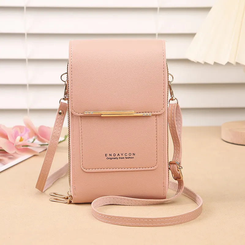 Blue Women's Cute Mini PU Leather Crossbody Phone Bag (19x12x4cm) - Touch Screen Window, Vertical Style - Image 2