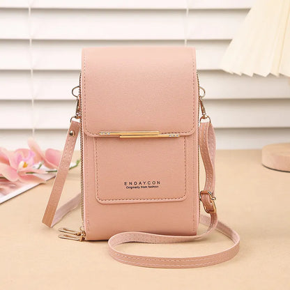 Blue Women's Cute Mini PU Leather Crossbody Phone Bag (19x12x4cm) - Touch Screen Window, Vertical Style - Image 2