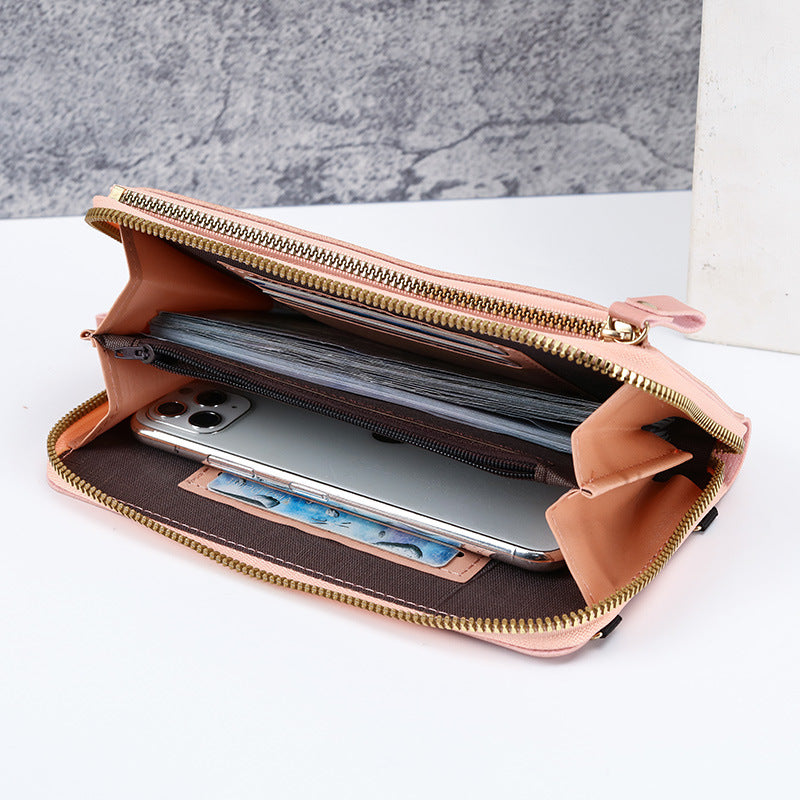 Two-Piece Grey Set Anti-Theft Touch Screen Mini Crossbody Phone Bag for Women (20x11.5x4.5cm) - Multi-functional PU Leather Wallet Pouch - Image 2