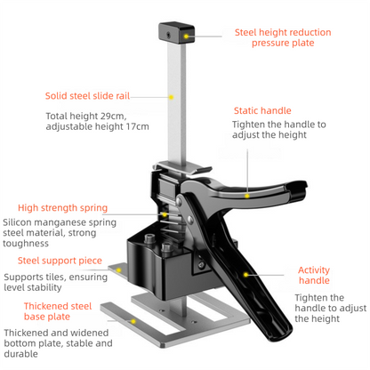 Two-Piece Heavy-Duty Metal Tile Lifter (29cm Max Lift)- Dual-Rod Precision Height Regulator for Large Tiles and Slabs - Image 3