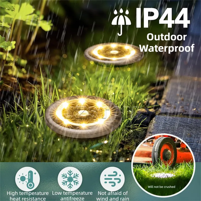 4-Pack Solar LED In-Ground White Light Set (Single 7.1x7.1x6.1cm) - Stainless Steel Waterproof Outdoor Garden Pathway and Landscape Spike Lamp - Image 5