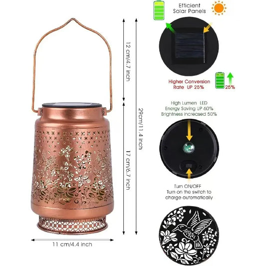 2-Pack Decorative Solar Butterfly Hanging Lantern(11x11x17CM) - Waterproof Metal Hollow-Carved Outdoor Garden Projection Light for Garden and Patio - Image 2